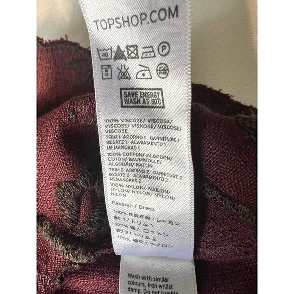 Top Shop Dress Embroidered SZ 12 Peter Pan Collar Twee Academia Wednesday Adams - Picture 8 of 14